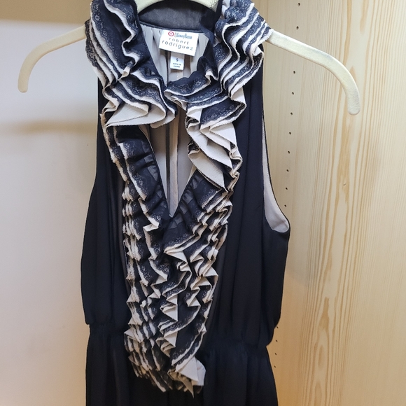 Neiman Marcus & Target Robert Rodriguez Collection Black/Taupe Chiffon Blouse - Picture 5 of 6